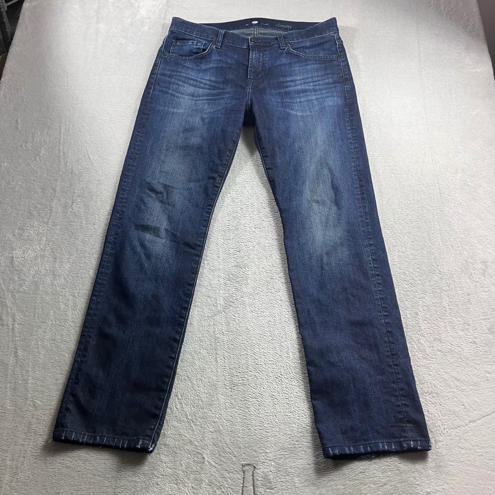 7 For All Mankind Slimmy Jeans Mens‎ 33 Dark Wash Slim Straight Blue Denim